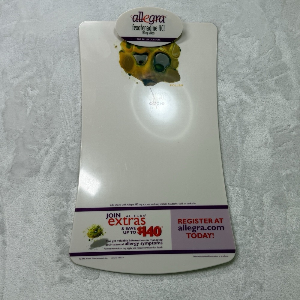 Allegra Fexofenadine HCl Promotional Clipboard Drug Rep Pharma‎ 2005